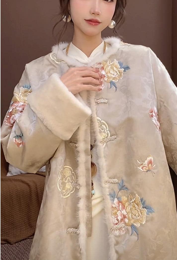 Floral Damask Embroidery Fabric: 59���W Cheongsam Dress Ma