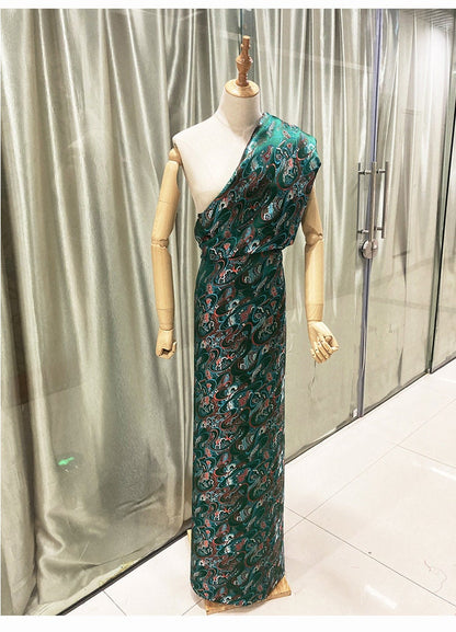 Tissu ethnique en brocart de soie : Jacquard pour robe mongole (au mètre)