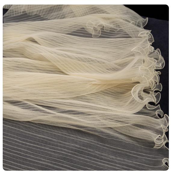 Pleated Ruffle Organza Fabric: Teal Green, Stiff Texture, 20"W