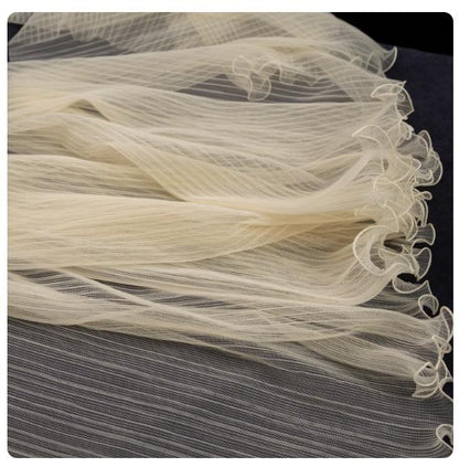 Pleated Ruffle Organza Fabric: Teal Green, Stiff Texture, 20"W