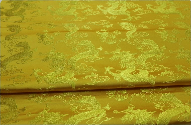 Chinese Dragon Silk Brocade Fabric: Fire Pattern, 29" Wide