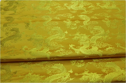 Chinese Dragon Silk Brocade Fabric: Fire Pattern, 29" Wide
