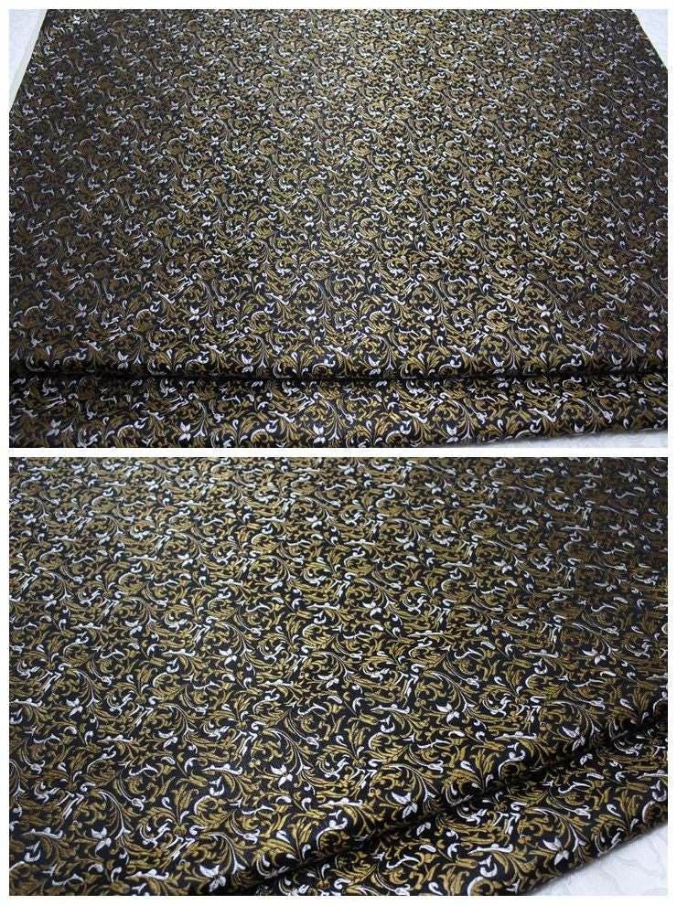 Tissu brocart métallisé à motif cachemire : jacquard chinois, 74 cm de large