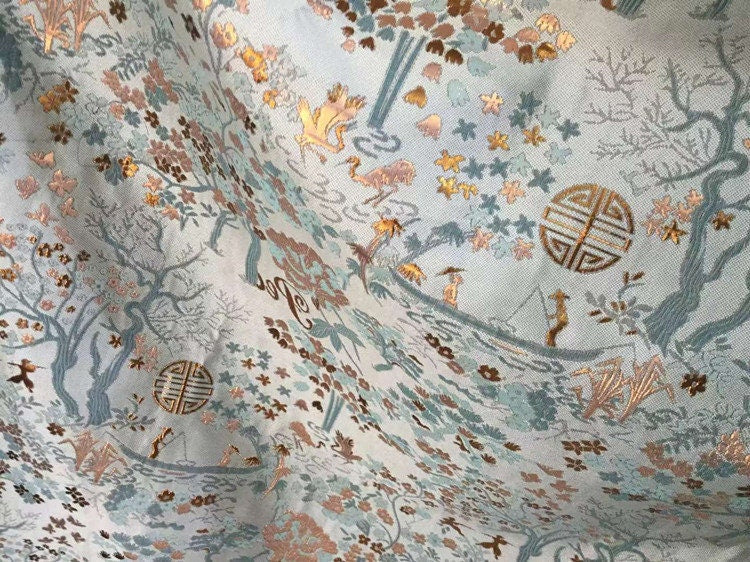 Gold Embossed Jacquard Fabric: Floral Upholstery & Sewing, 59" Wide