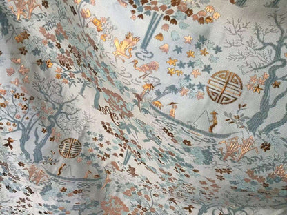 Gold Embossed Jacquard Fabric: Floral Upholstery & Sewing, 59" Wide