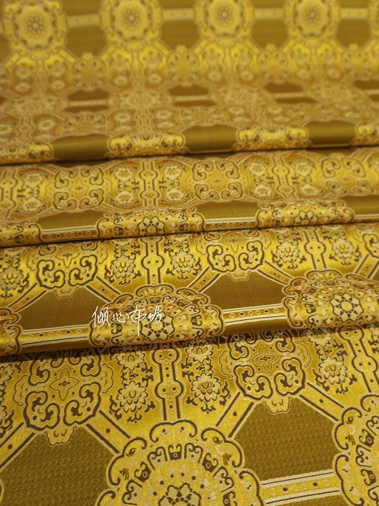 Auspicious Baoxiang Flower Brocade Fabric: Tibetan Robes & Shrines (29.5"W)