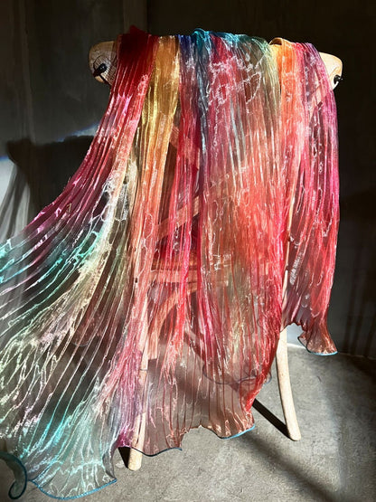 Rainbow Waves Accordion Pleated Organza Fabric - 55"W