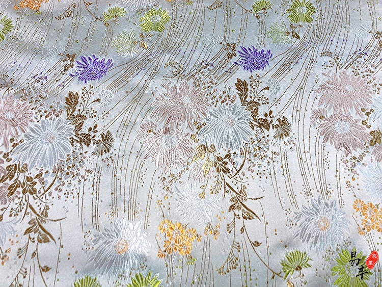 Chrysanthemum Damask Jacquard Brocade Fabric: Kimono Sewing Material