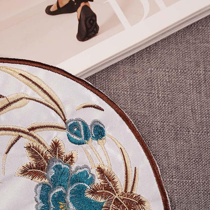 Embroidered Floral Patch: Round Ethnic Style Clothing Decor