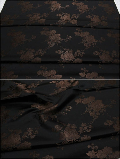 Tissu brocart jacquard à motifs floraux : mélange de soie et de rayonne de style chinois