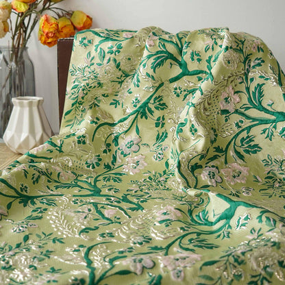 Gold Thread Jacquard Fabric: Retro Floral Upholstery, Costume, Decor