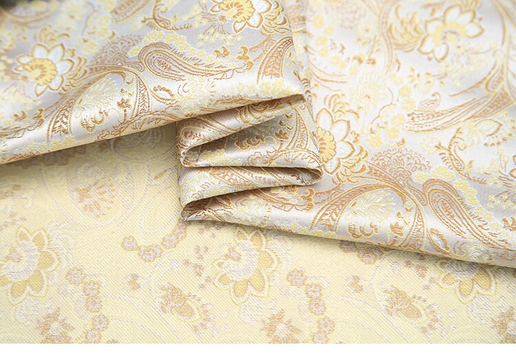 Lotus Flower Silk Brocade Fabric: Colorful Cheongsam Qipao Material, 35"W