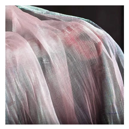 Pleated Organza Fabric: Water-Gloss Illusion, 55" Wide