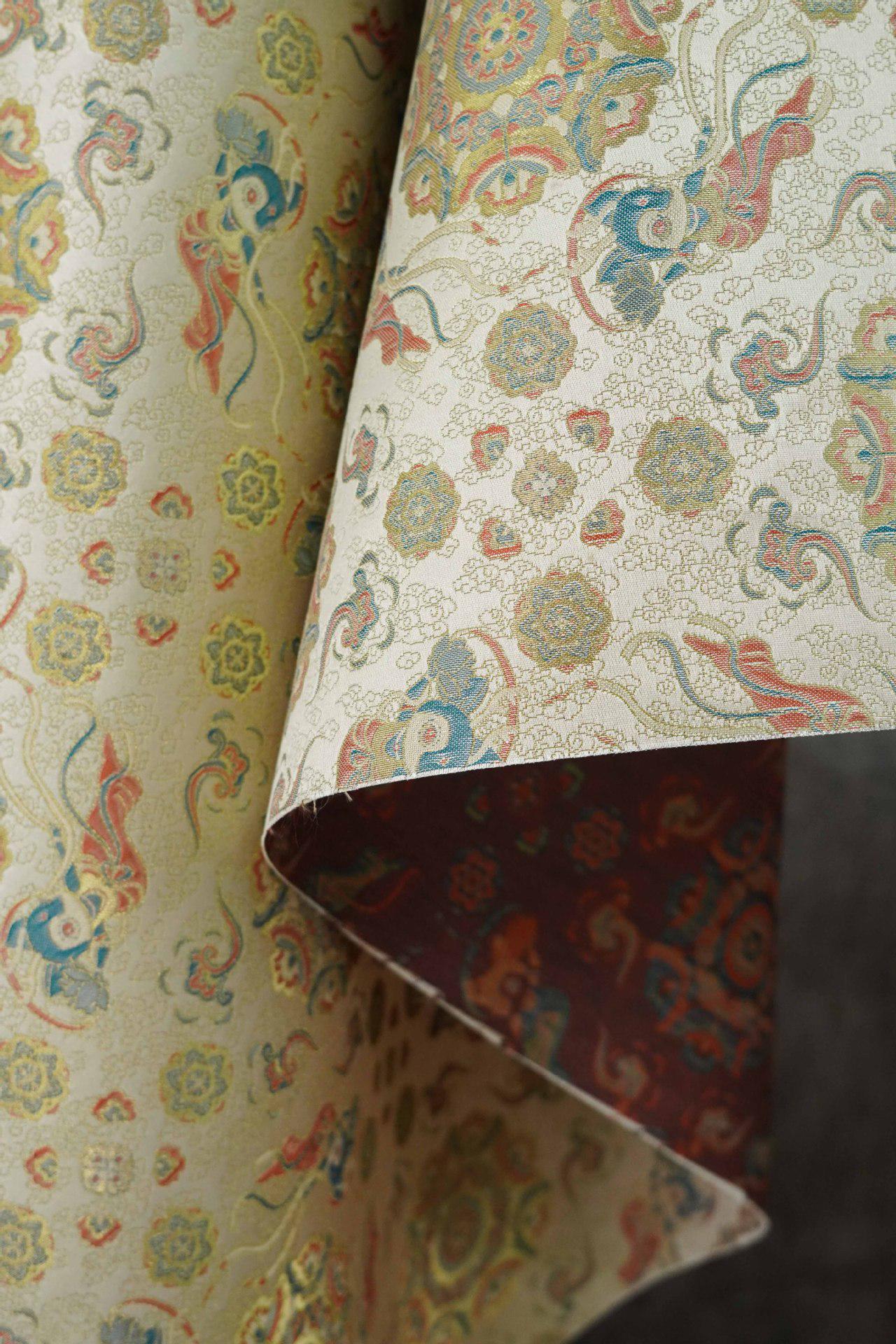 Song Brocade Fabric: Baoxiang Gold Thread Jacquard - Emperor Robe Style