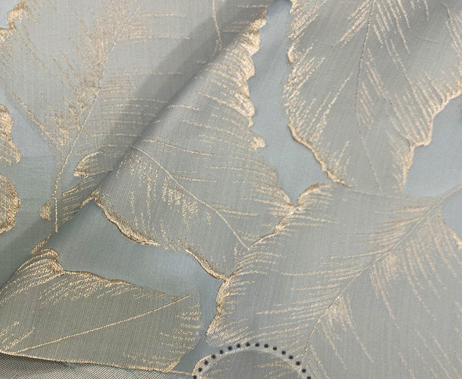 Gold Thread Leaf Jacquard Fabric: 3D Texture Upholstery, Prom Dress Sewing (55" W)