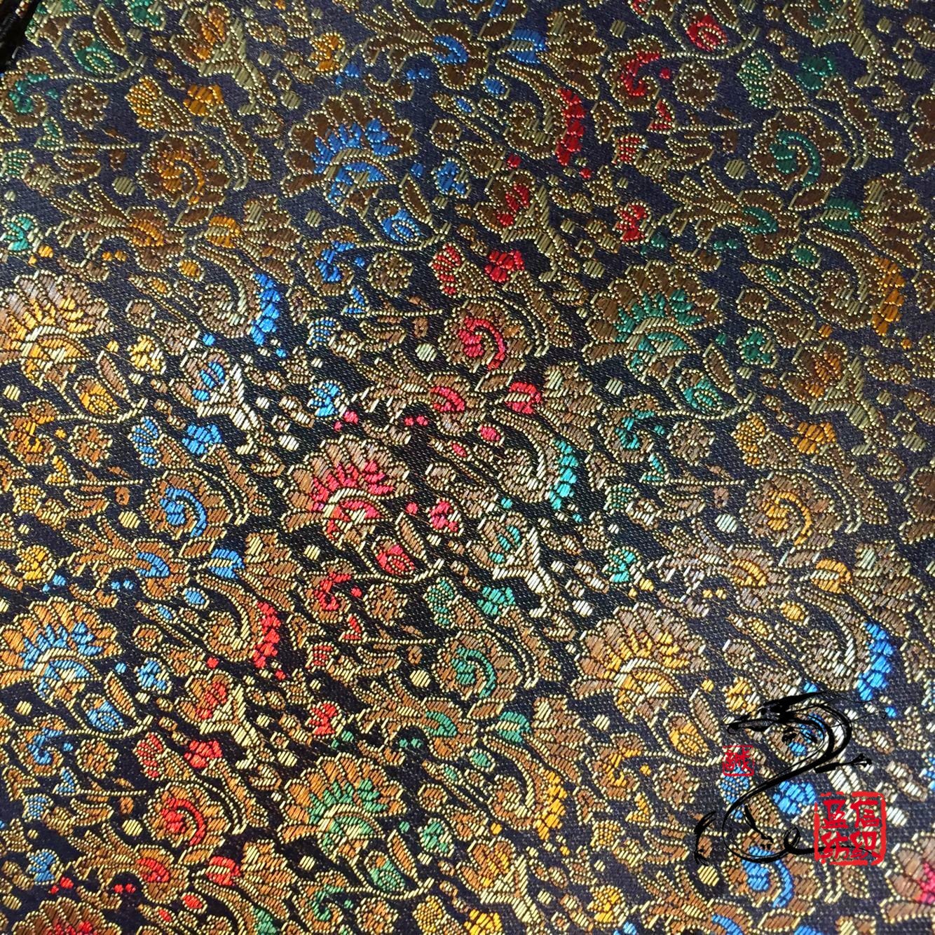 Celosia Pattern Silk Brocade Fabric: 35"W Woven Cheongsam Cushion
