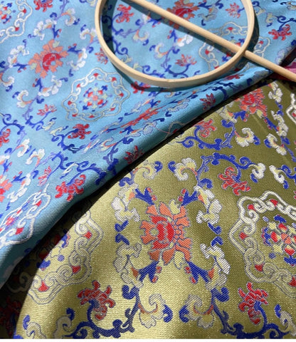Silk Brocade Fabric: 59"W Floral Sewing Material