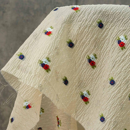 Floral Embossed Jacquard Fabric: Sheer Three-Color Upholstery, Sewing - 53"W