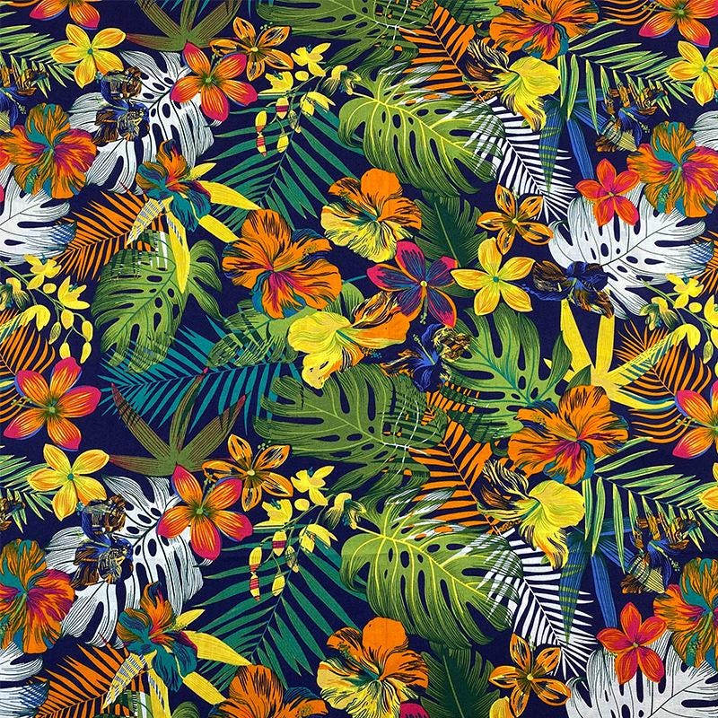Tropical Floral Cotton Fabric: Sewing, Quilting, Upholstery (58"W)