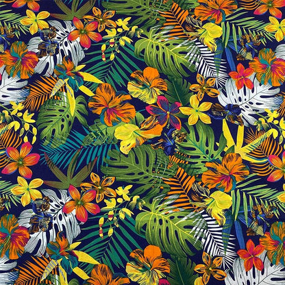 Tropical Floral Cotton Fabric: Sewing, Quilting, Upholstery (58"W)