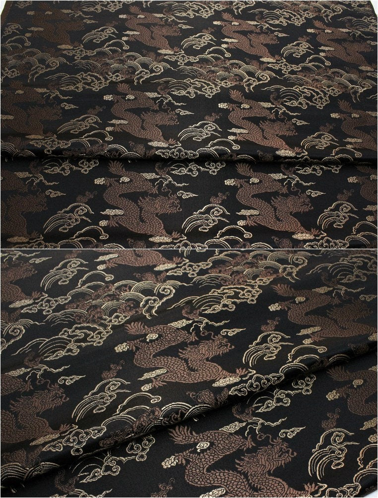 Chinese dragon robe, cheongsam, Tibetan robe, spinning Fabric, silk, satin, and brocade, 29"W