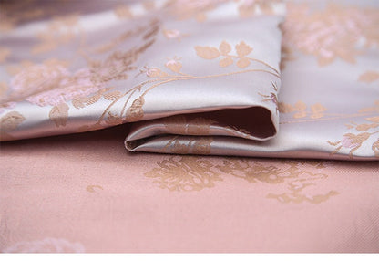 Silk Brocade Fabric: Rose Flower Jacquard, 45" Wide - By The Meter