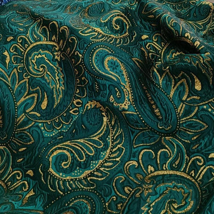 Gold Thread Paisley Jacquard Fabric - 56" Wide Designer Clothing