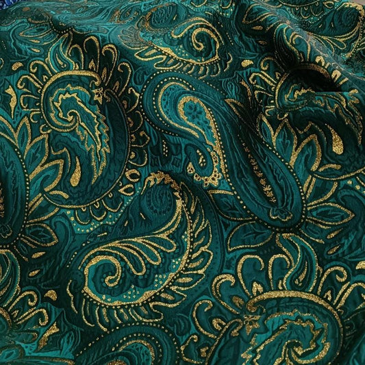 Gold Thread Paisley Jacquard Fabric - 56" Wide Designer Clothing
