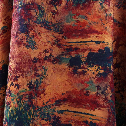 Floral Tea Silk Satin Fabric: Colorful Roses, 59" Wide