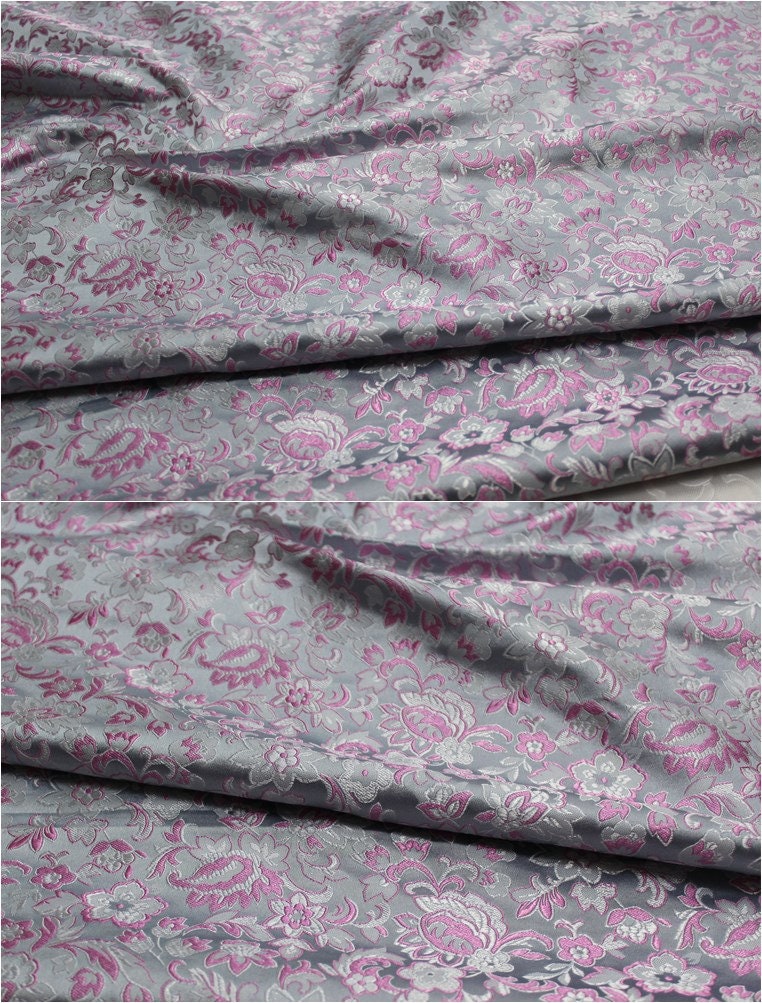 Floral Brocade Fabric: Silk Rayon Blend, Cheongsam Qipao Material (29.5" Wide)