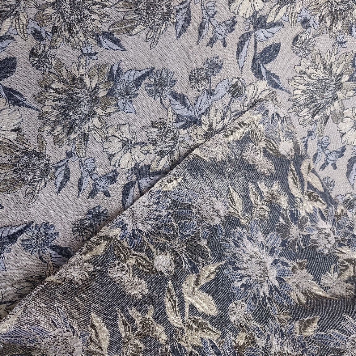 Reversible Floral Jacquard Fabric: 3D Embossed Upholstery, Costume, Sewing (61"W By 1 yard)