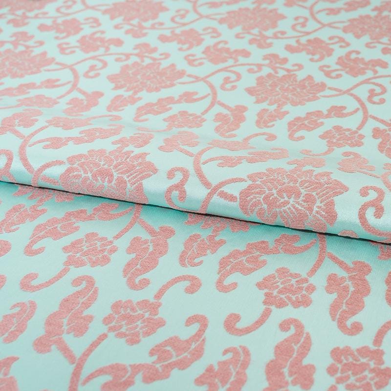 Tissu velours brocart élégant à volutes de lotus – Matière luxueuse et épaisse pour hauts et gilets de style chinois, 59