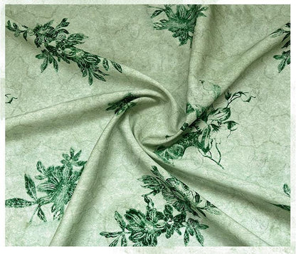 Celadon Floral Cotton Fabric ��� Elegant Sewing Materi" Wide