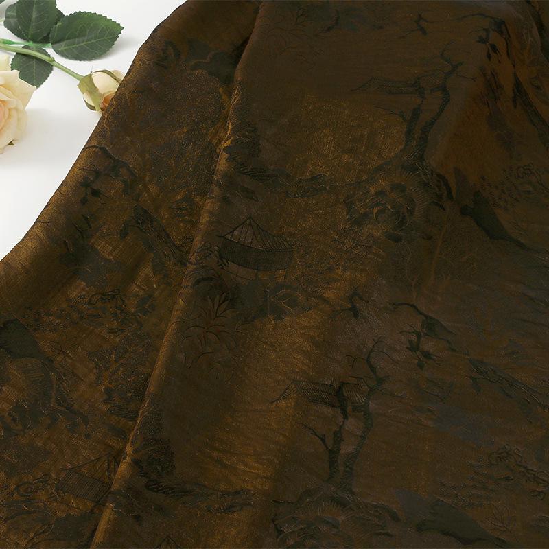 Tissu satiné léger couleur thé : 150 cm de large, pour ameublement, costumes et rideaux