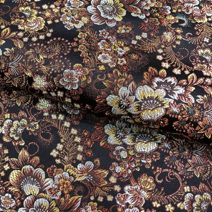 Peony Brocade Fabric: Colorful Cheongsam Qipao Sewing Material, 45"W
