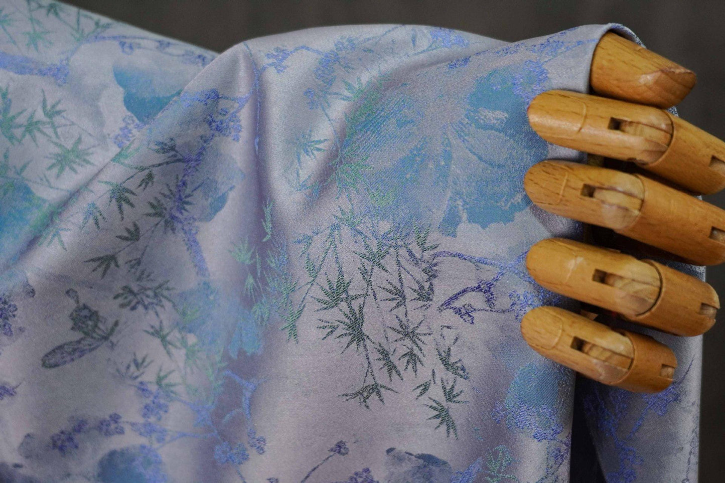 Bamboo Leaf Floral Brocade Fabric ��� Watercolor Jacqua" Wide