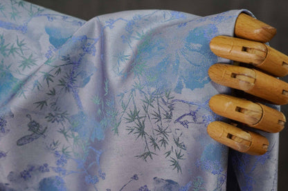 Bamboo Leaf Floral Brocade Fabric ��� Watercolor Jacqua" Wide