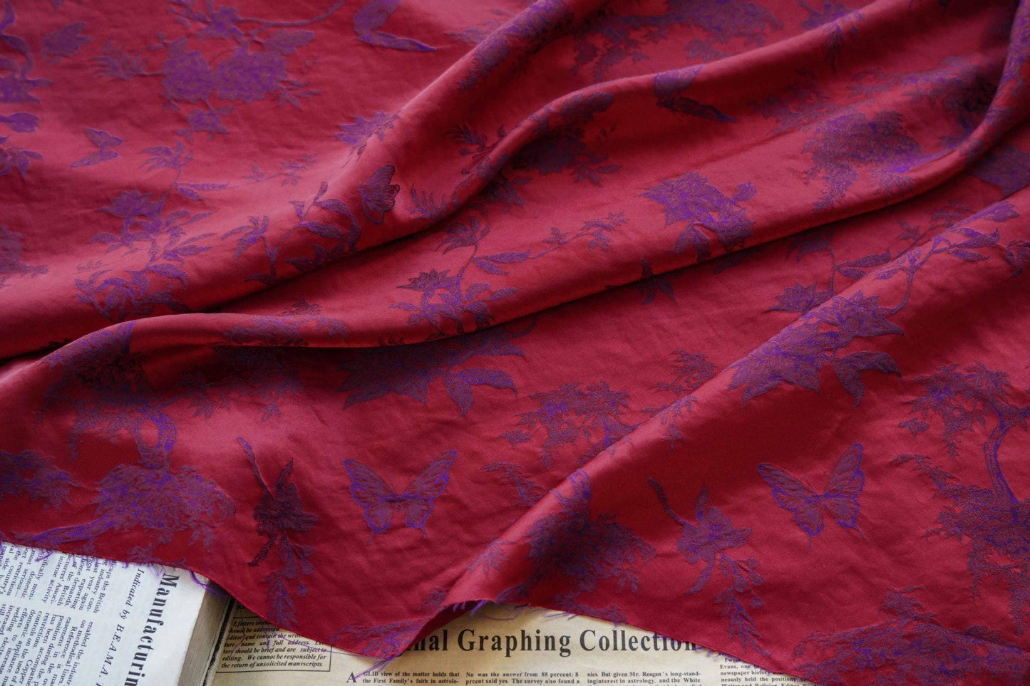 Floral Jacquard Brocade Fabric: 45"W Silk Rayon Blend