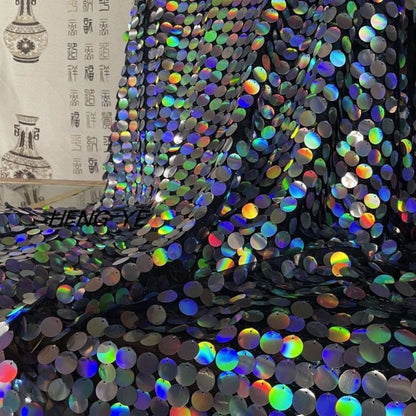 Sequin Fabric Backdrop: 50"W Polyester Party Decor