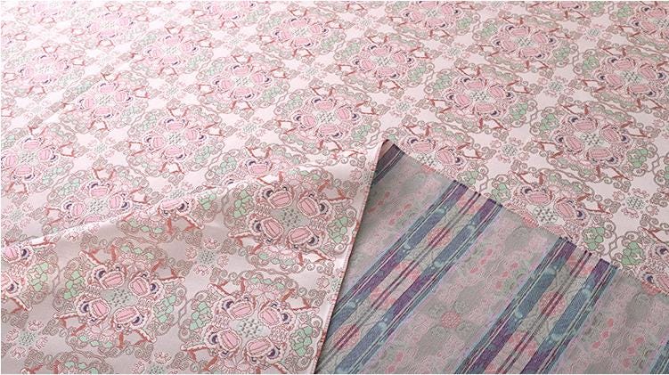 59" Pink Lion Brocade Fabric: Zen Flower, Emperor Tibetan Style