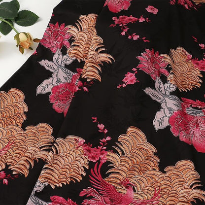 Satin Jacquard Fabric: 59"W Digital Print Shantung Silk - Upholstery, Costume, Drapery