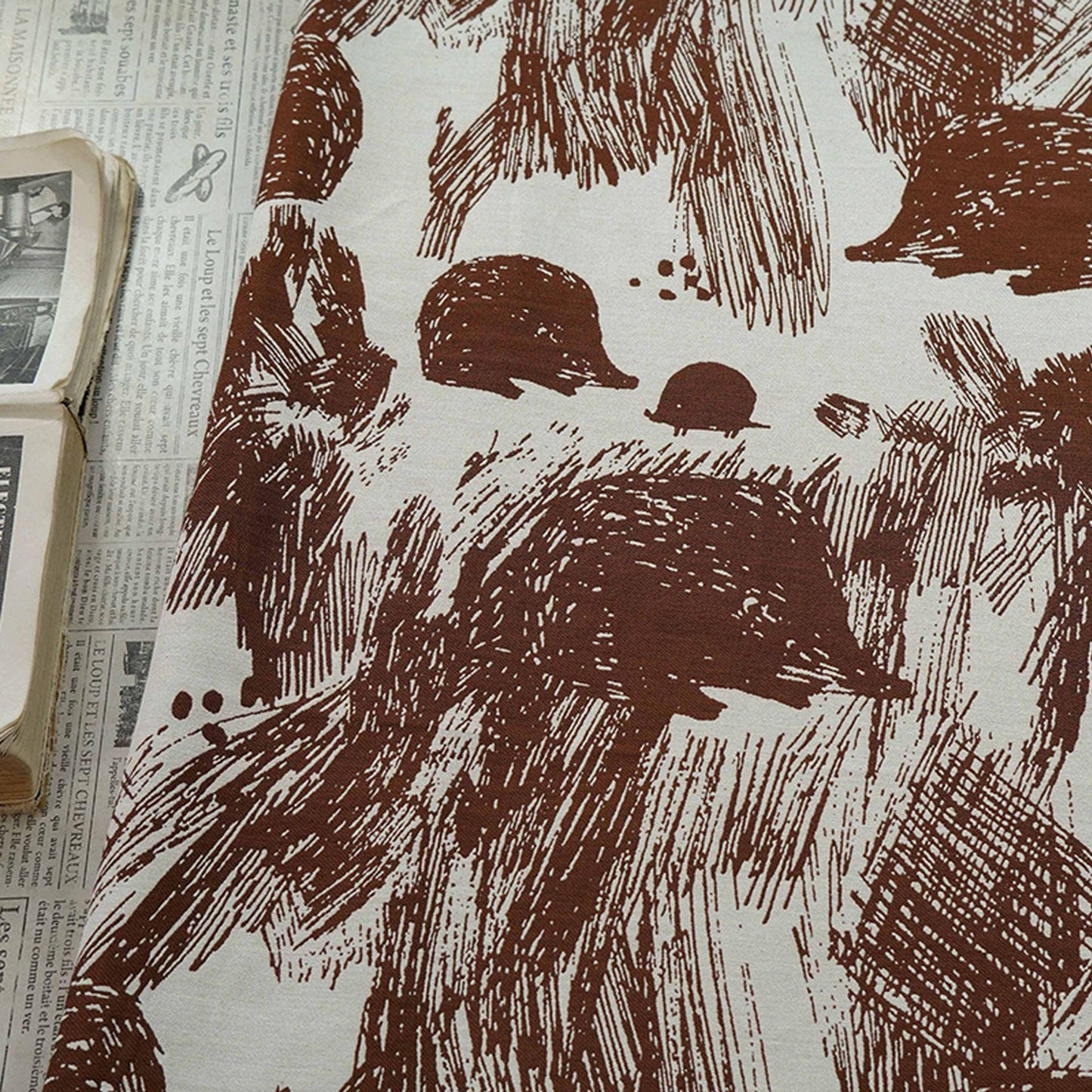 Hedgehog Fabric ��� Hand-Painted Style, Upholstery & Quilti" Wide