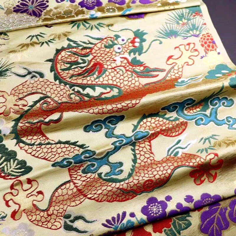 Dragon Jacquard Satin Fabric: Silk Rayon Brocade, Costume Decor - Poppylollipop