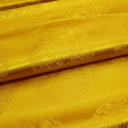 Gold Chinese Dragon Brocade Fabric: Buddhist Tibetan Silk Rayon (29.5"W)