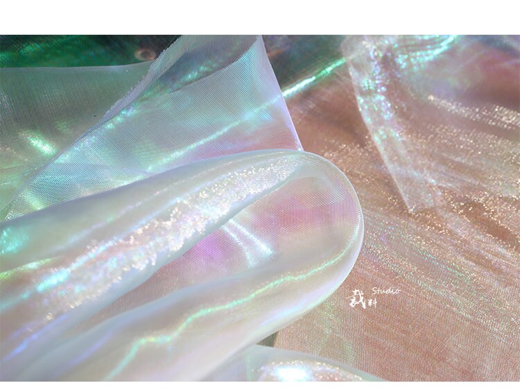 Gradient Organza Fabric, Emerald Green, Wedding Mesh, 55" Wide