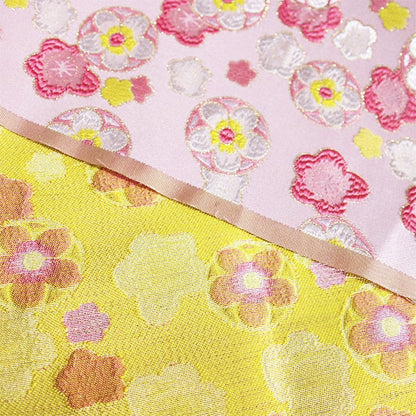 Cherry Blossom Jacquard Brocade Fabric: Blue Silk Rayon Blend, 57" Wide