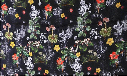 Floral Print Tea Silk Satin Fabric: 55"W Rayon Sewing Material