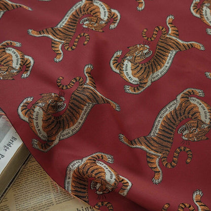 Tiger Jacquard Fabric: Cartoon Style Polyester Drapery, Upholstery - 59"W
