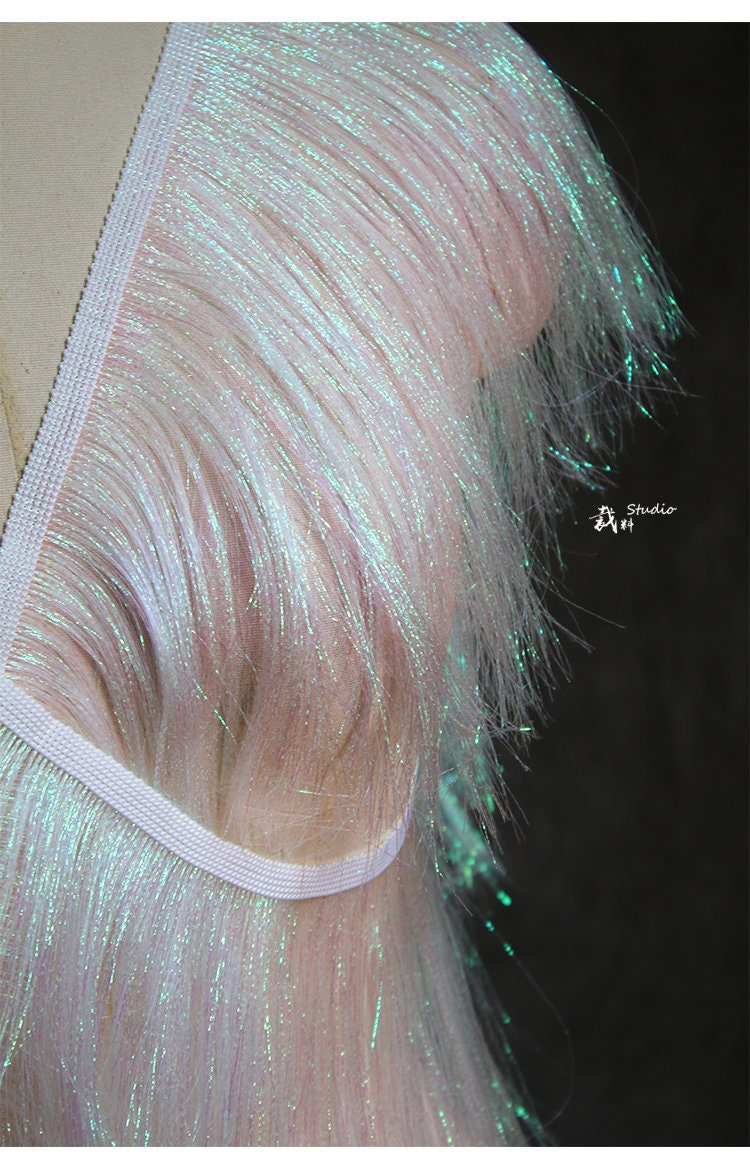 Fringed Polyester Fabric: Handmade Designer Accessory, 20cm Wide
