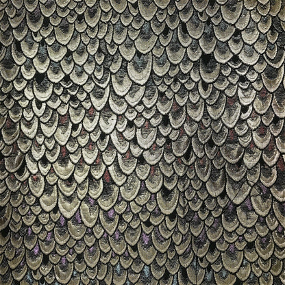 Metallic Damask Satin Fabric: 3D Fish Scale Jacquard, 57" Wide